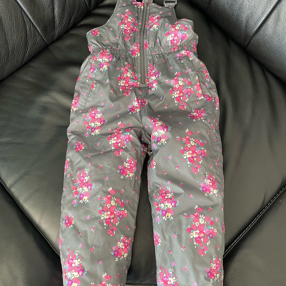 Pink Platinum Kids Snowsuit Overalls - Gray with Pink Floral